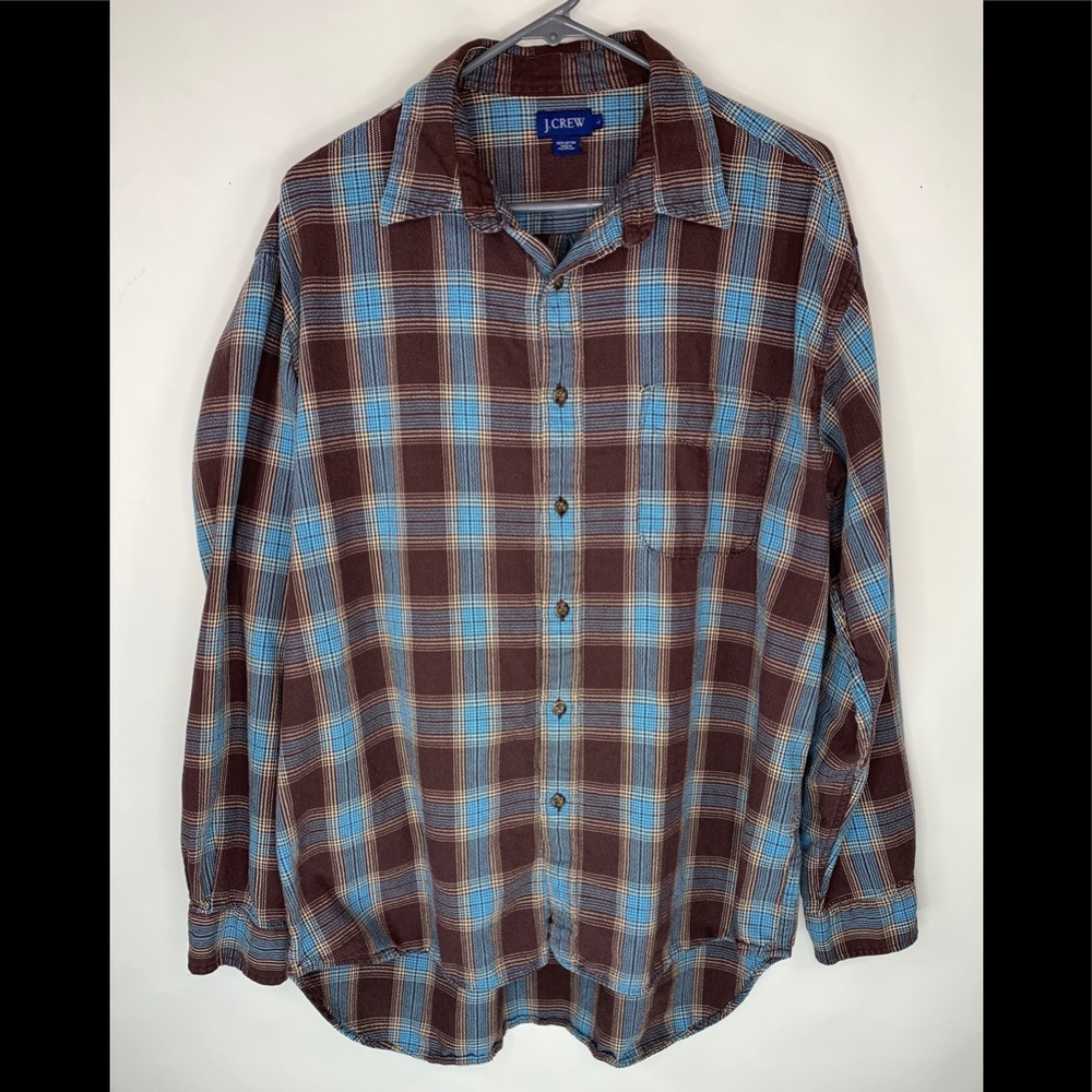 J Crew Men’s Large Long Sleeve Shirt Blue & Brown